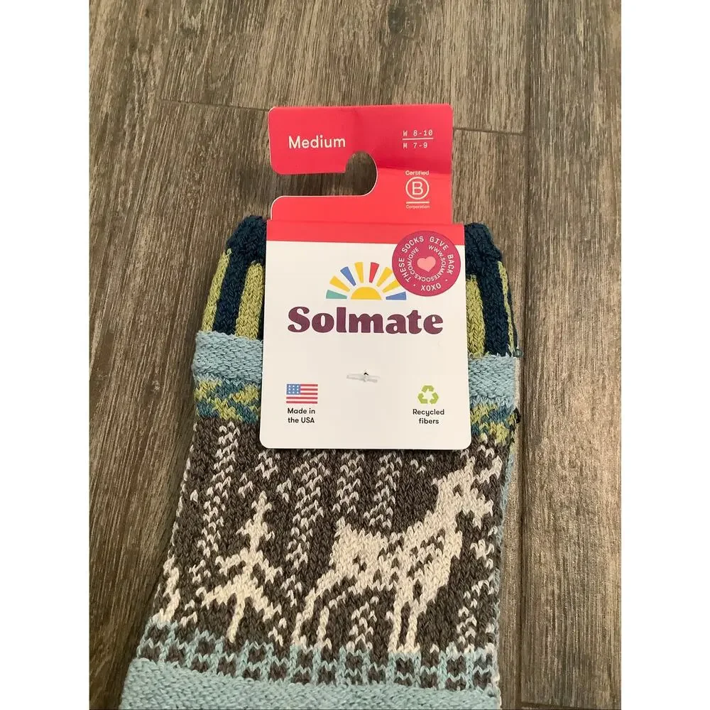 Solmate Unisex Medium Goat Pattern Knit Thick Crew Socks Winter Gorpcore A32-4
